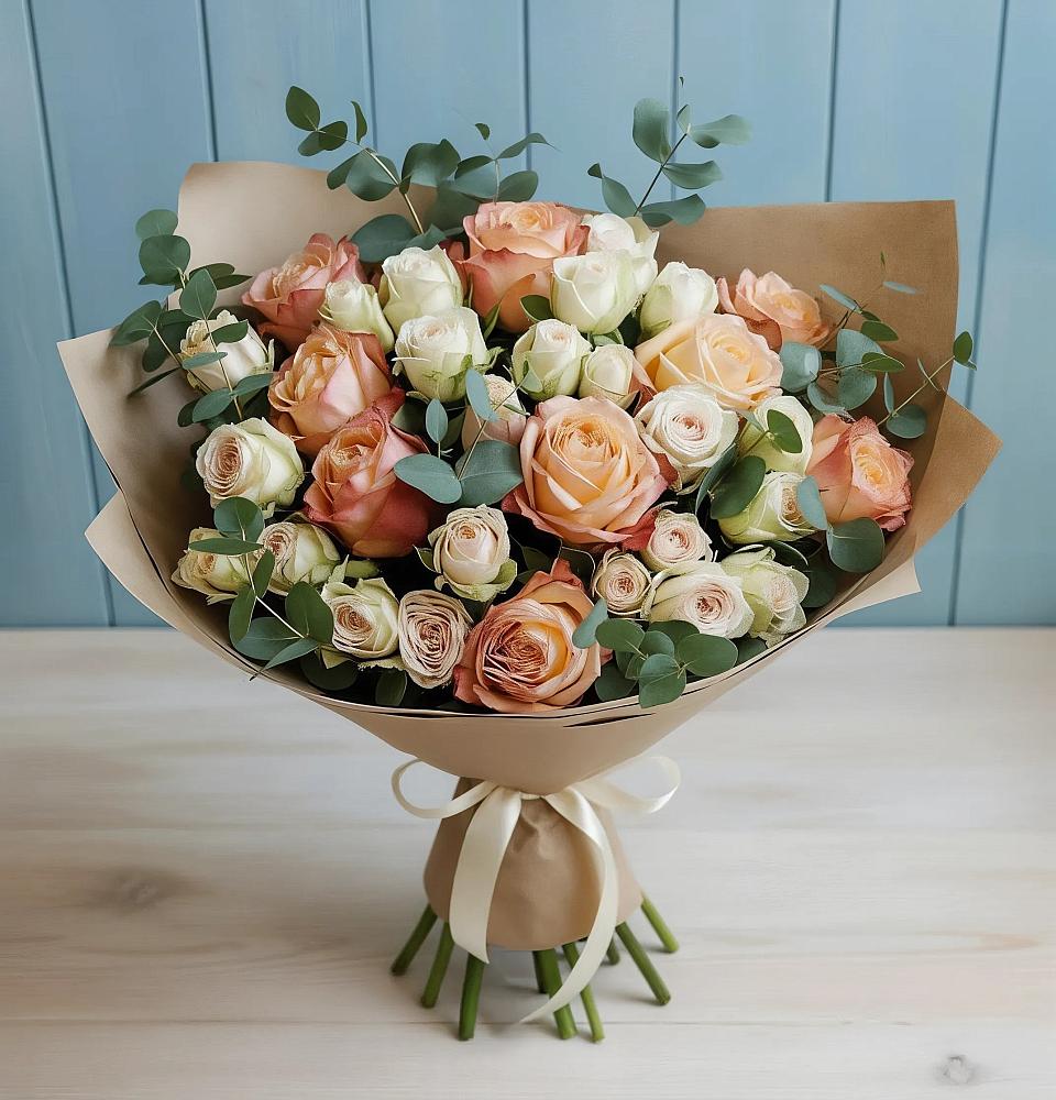 Букет цветов из: Альстромерии и Розы в Куеда