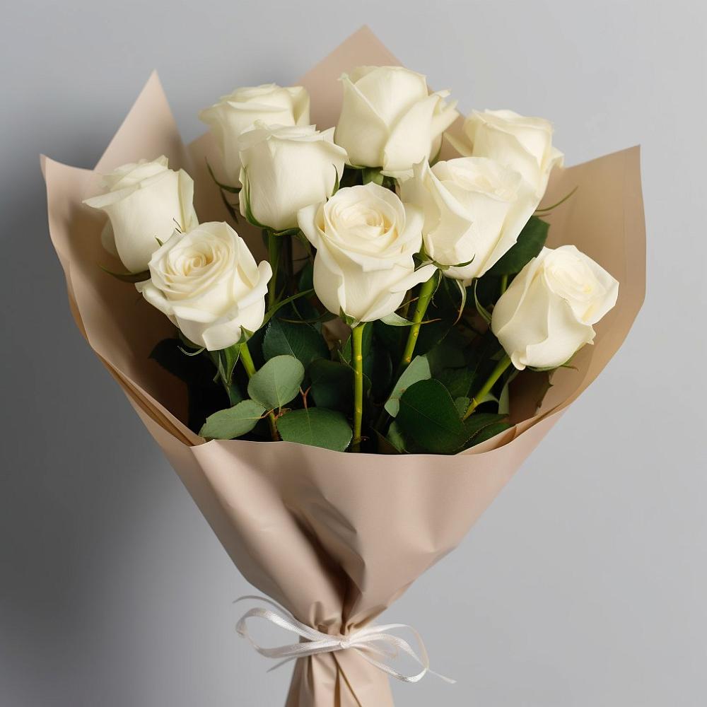 Букет 9 Белых роз Эдлесс Лав в Куеда