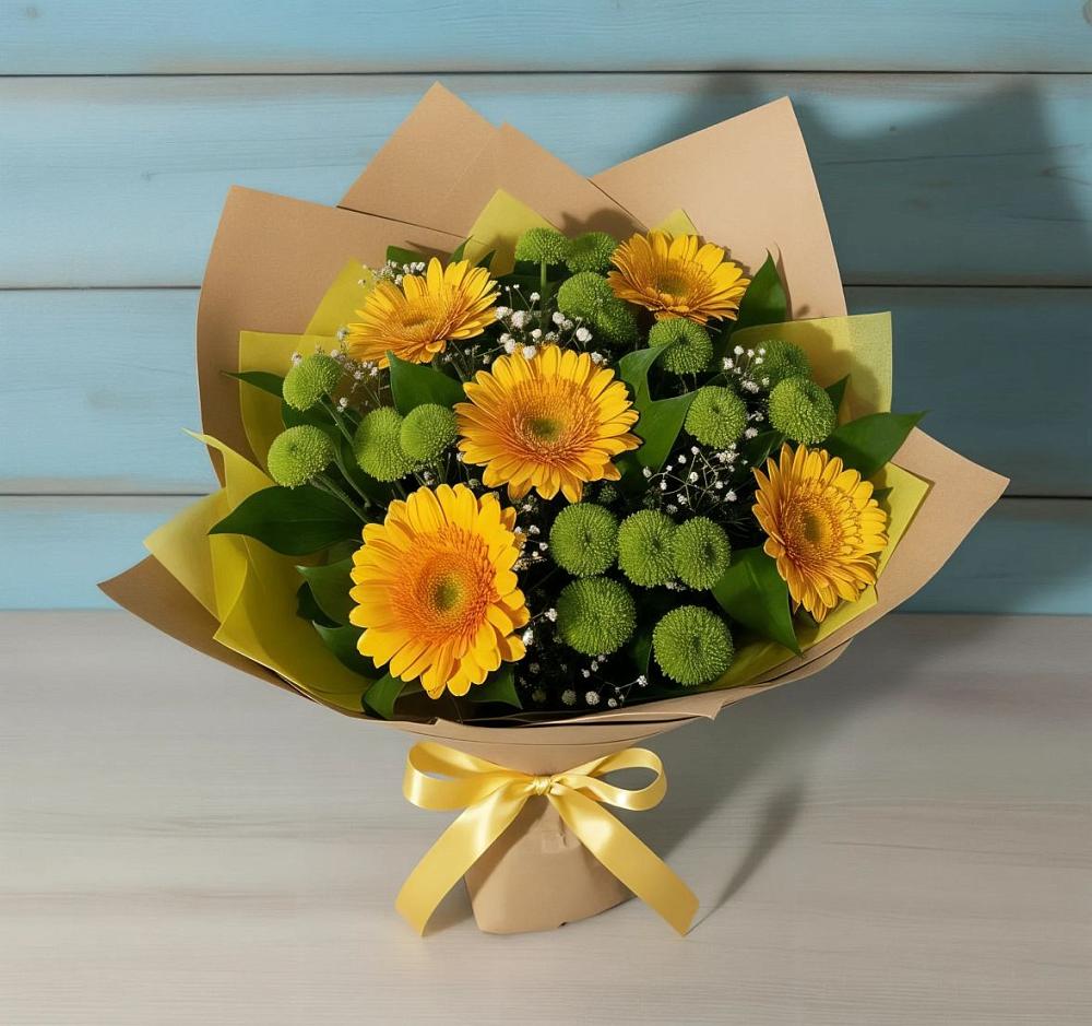 Букет цветов из: Герберы и Хризантемы в Куеда