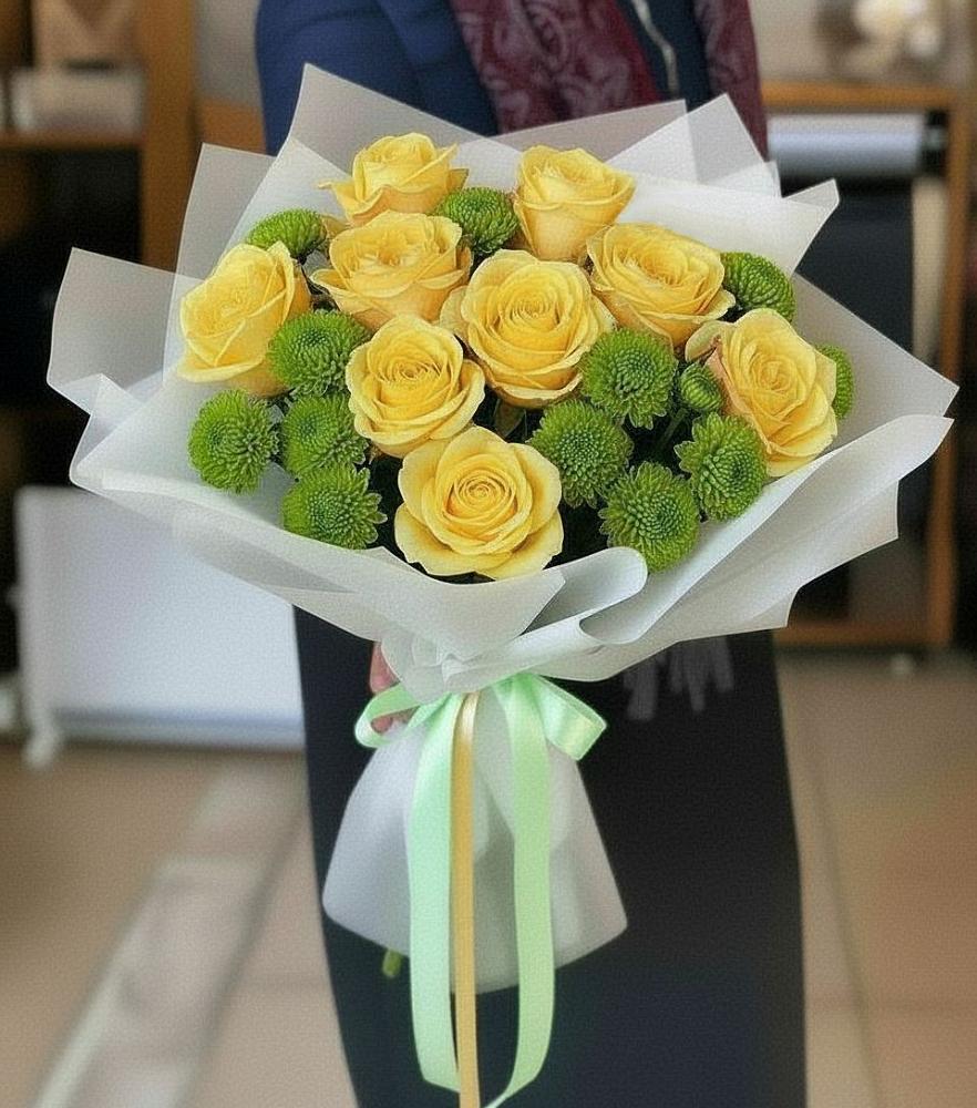 Букет цветов из: Хризантемы и Розы в Куеда