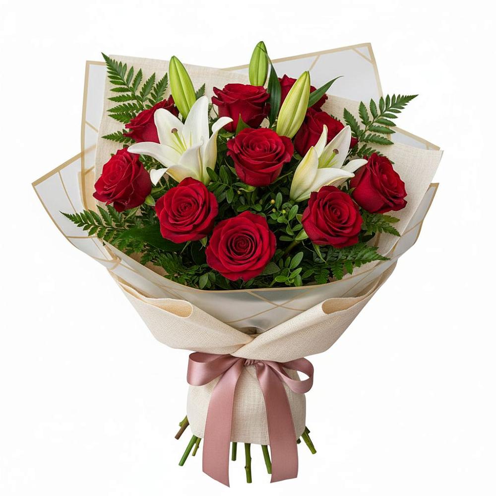 Букет цветов из: Лилии и Розы в Куеда