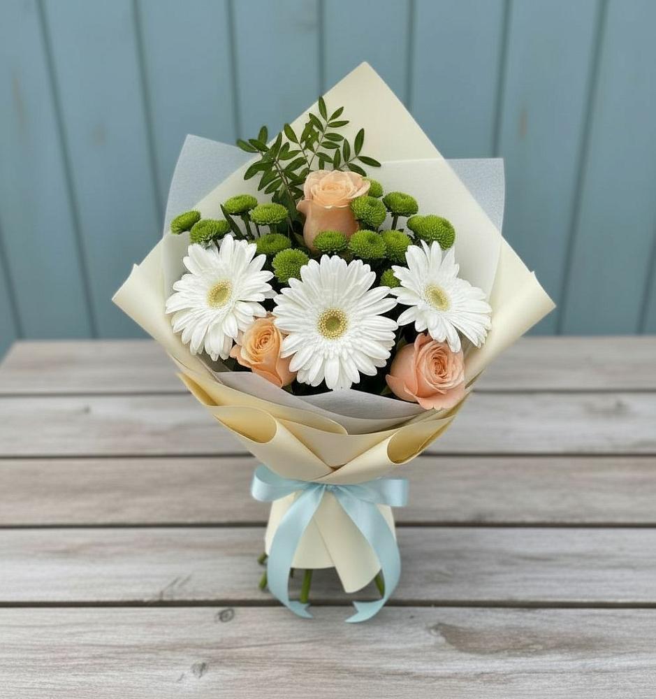 Букет цветов из: Герберы, Розы и Хризантемы в Куеда