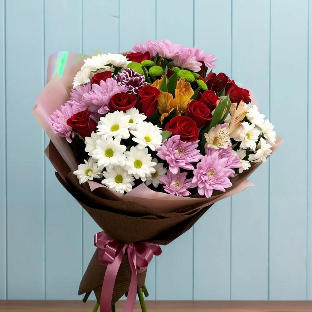 Букет цветов из: Розы, Хризантемы и Альстромерии в Куеда