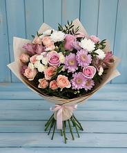 Букет цветов из:  Хризантемы, Розы и Альстромерии #REPLACE_PRED# Куеда