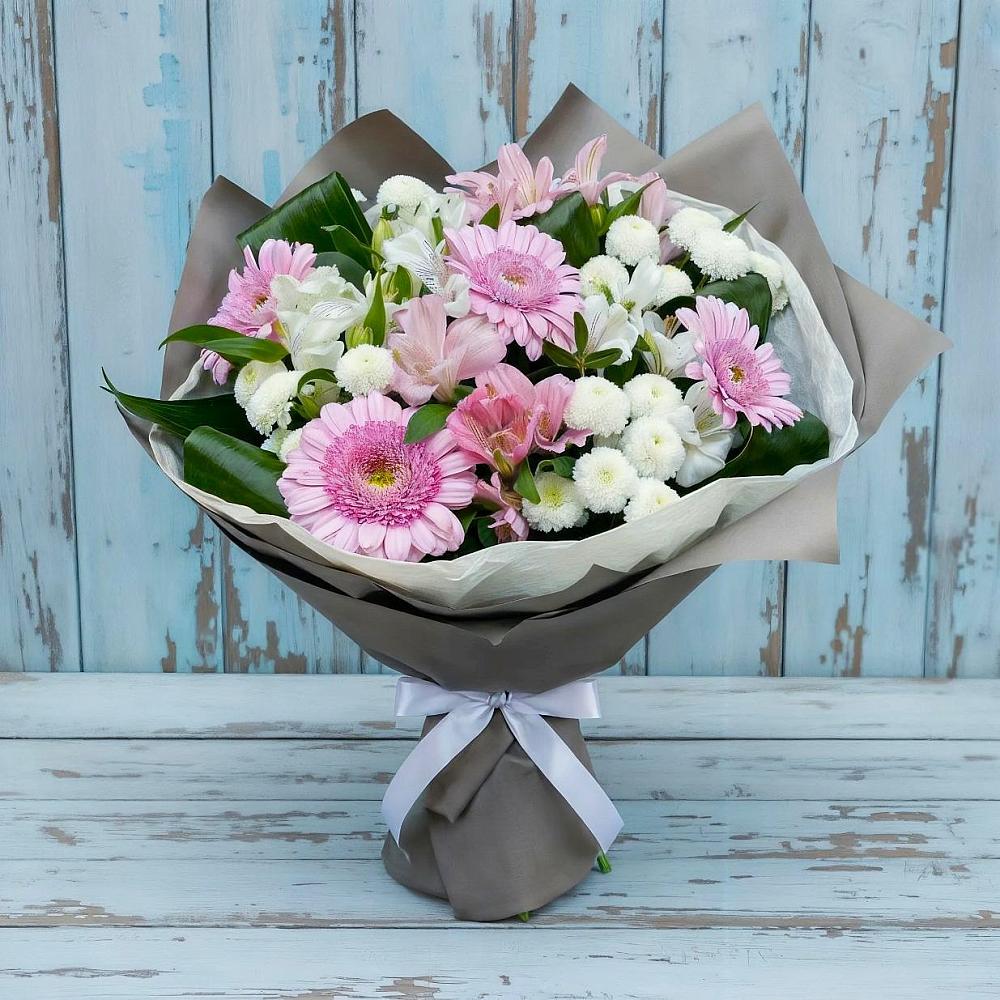 Букет цветов из: Герберы, Альстромерии и Хризантемы в Куеда