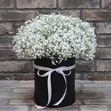 Цветочная композиция из Гипсофила в шляпной коробке в Куеда