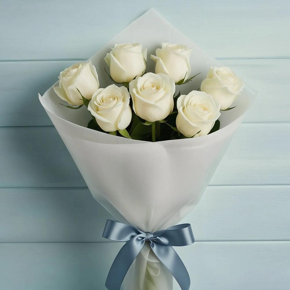 Букет 7 Белых роз Эдлесс Лав в Куеда